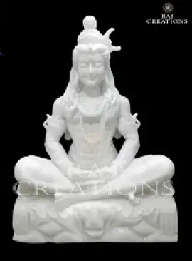 White Marble Mahadev Statue for Home Temple
