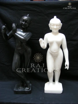 Black and White Marble ISKCON Radha Krishna  Murti for Mandir
