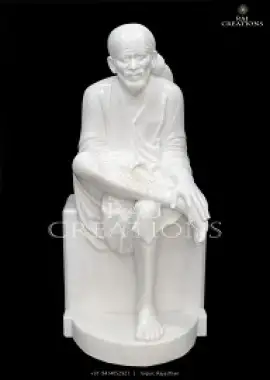 White Marble 5 Feet Sai Baba Murti for Temple