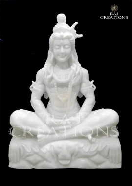 White Marble Mahadev Statue for Home Temple
