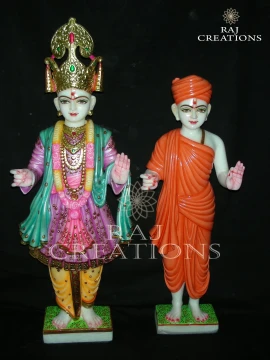 Marble Idol of Swaminarayan Wearing Crown