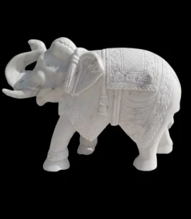 White Marble Elephant For Decor