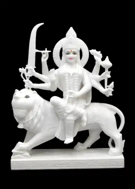 Durga Maa Marble Murti with Weapons