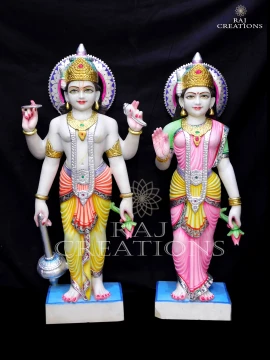 Standing Laxmi Narayan Marble Murti for Temples