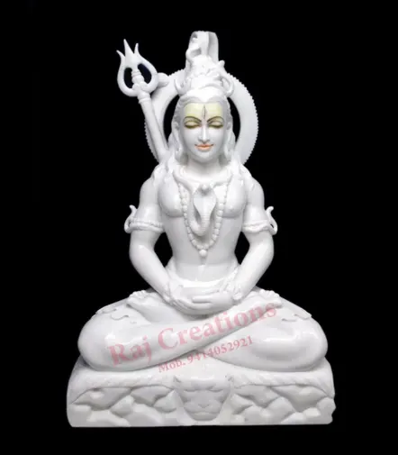 Shiva Marble Moorti Sitting In Dhyan Mudra