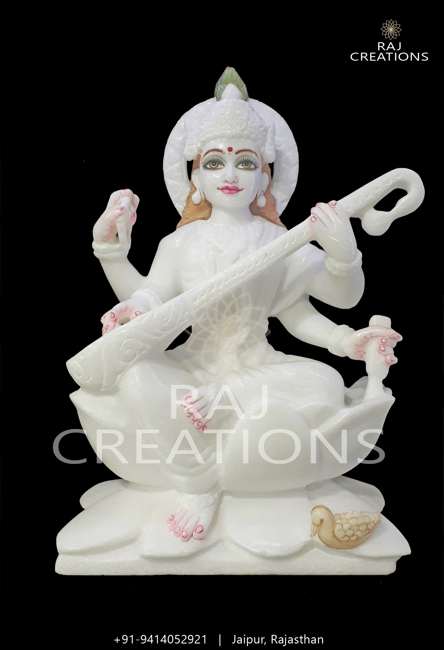 Marble Saraswati Maa Statue