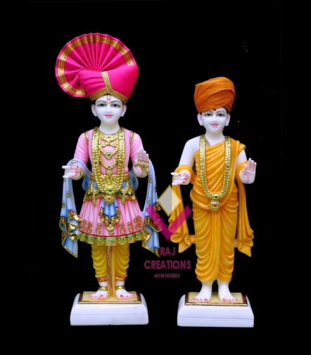Painted Swaminarayan Marble Moorti