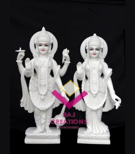 White Marble Laxmi Narayan Moorti In Ashirwad Position