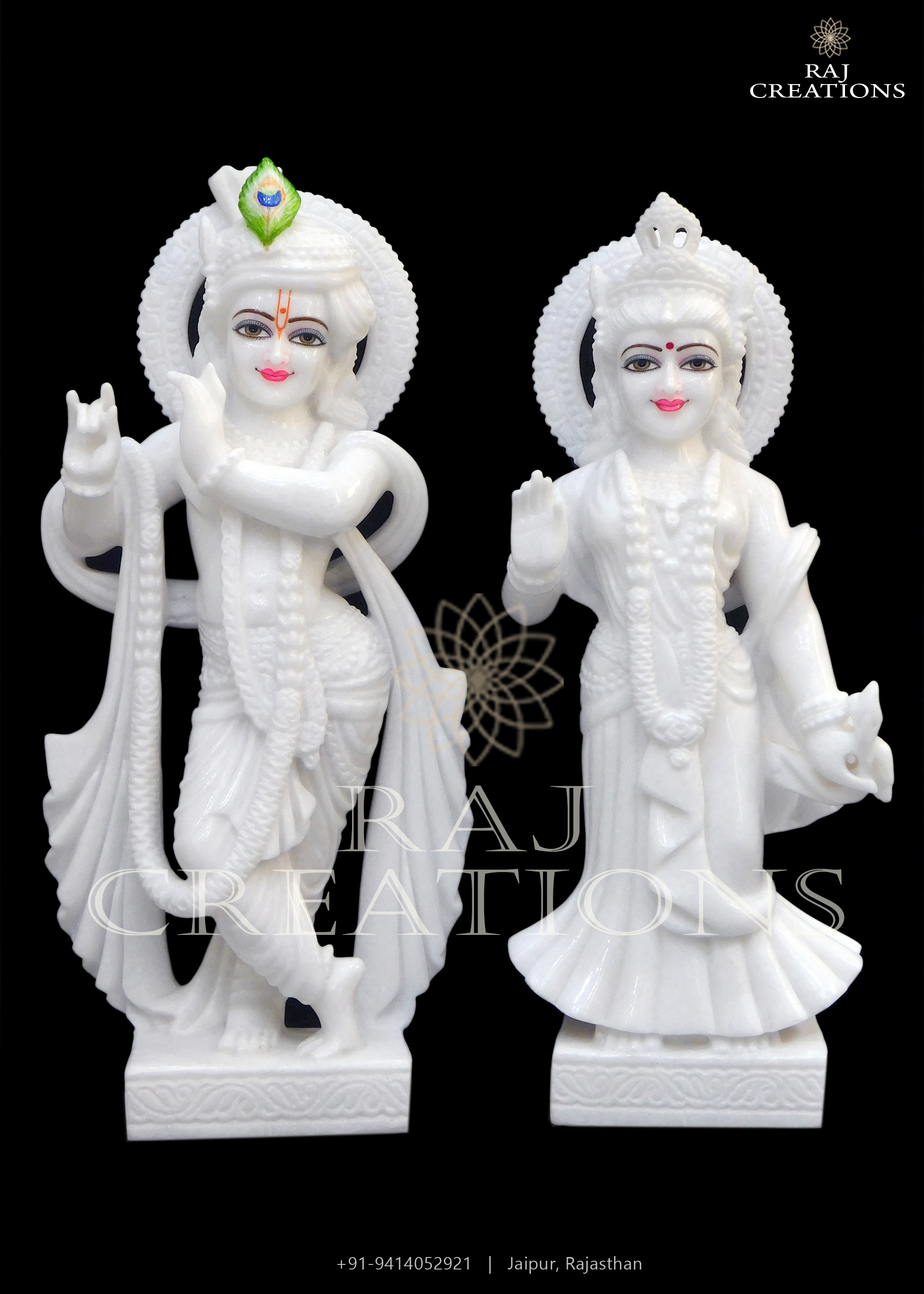 Marble Moorti Of Radha Krishna In Ashirwad Position