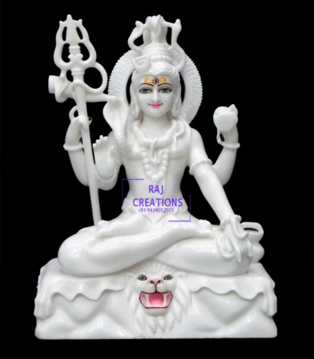 White Shiva Marble Moorti For Temple
