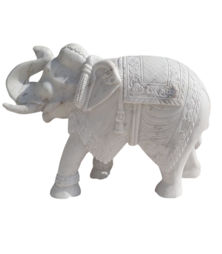 White Marble Elephant For Decor
