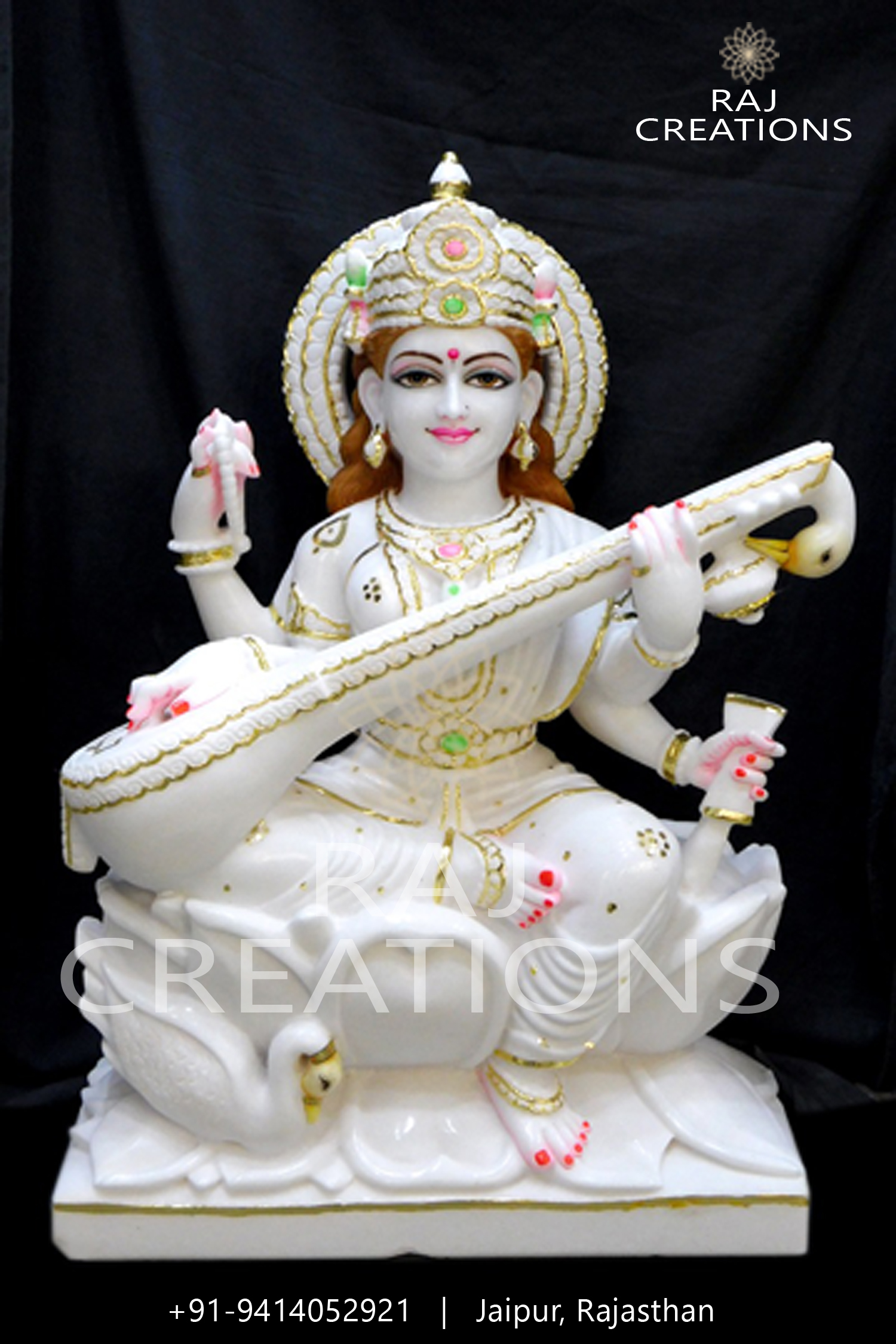 Marble Saraswati Mata Statue