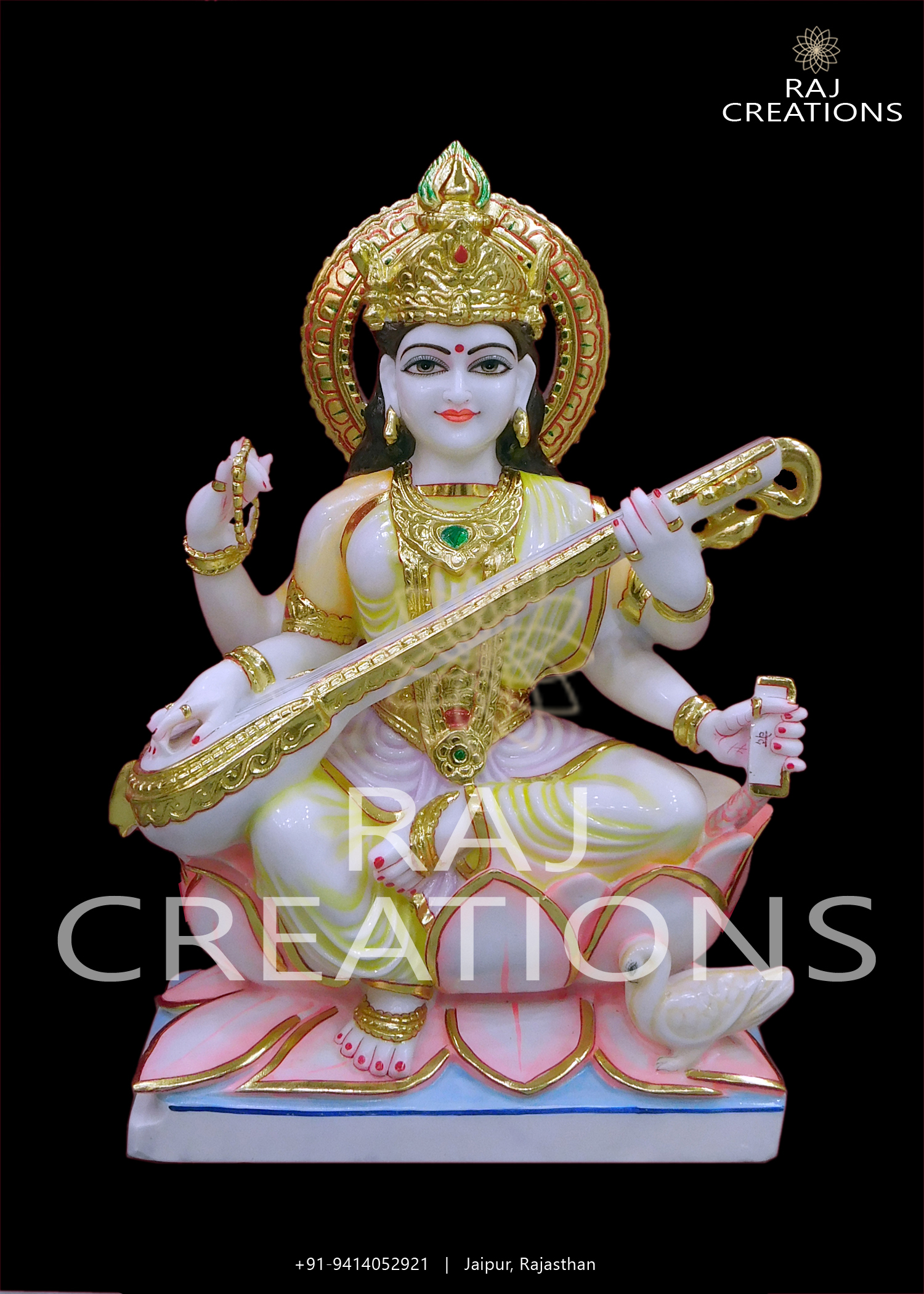 Colorful Marble Moorti Of Saraswati Maa