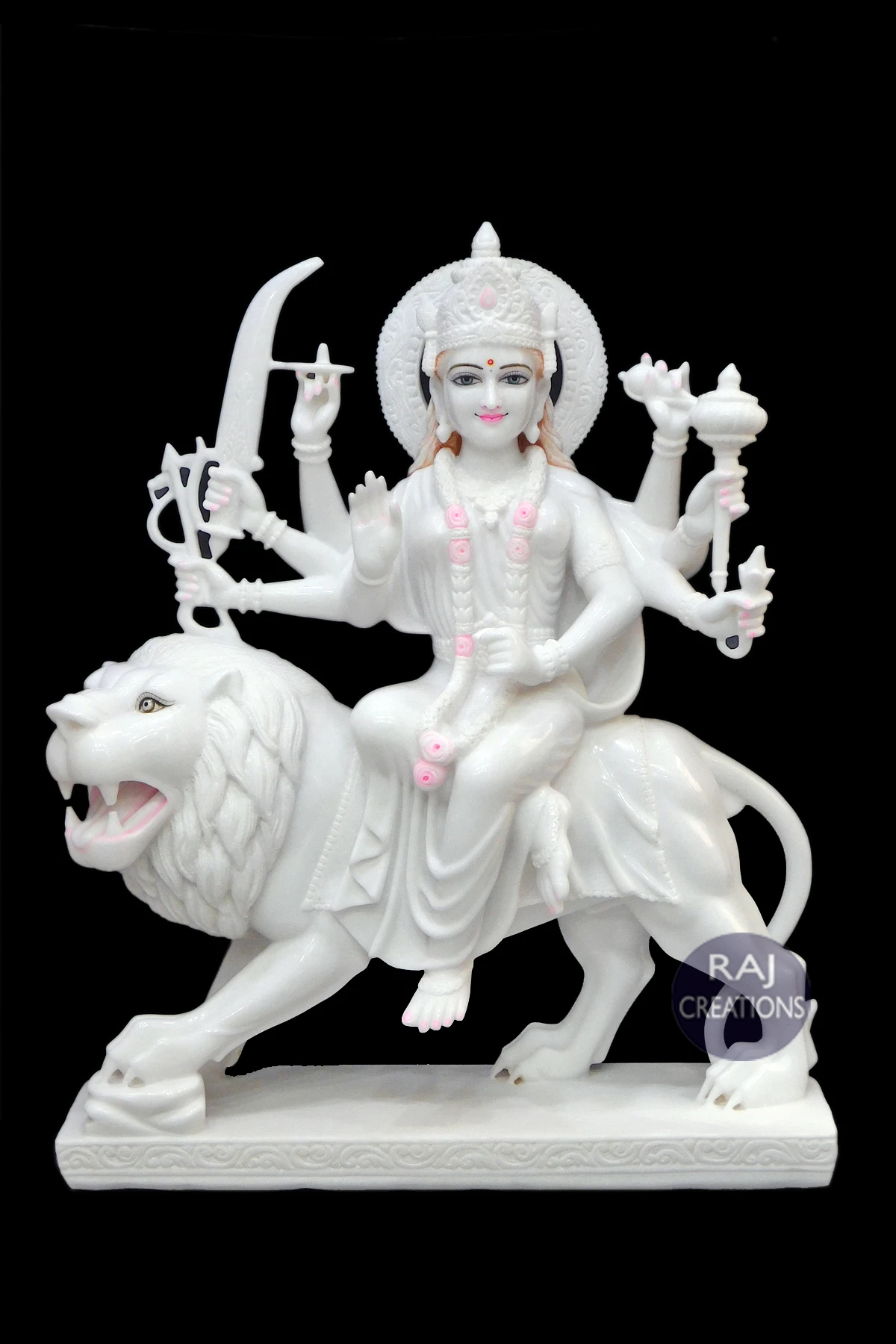 Marble Durga Maa Statue in Sitting Position