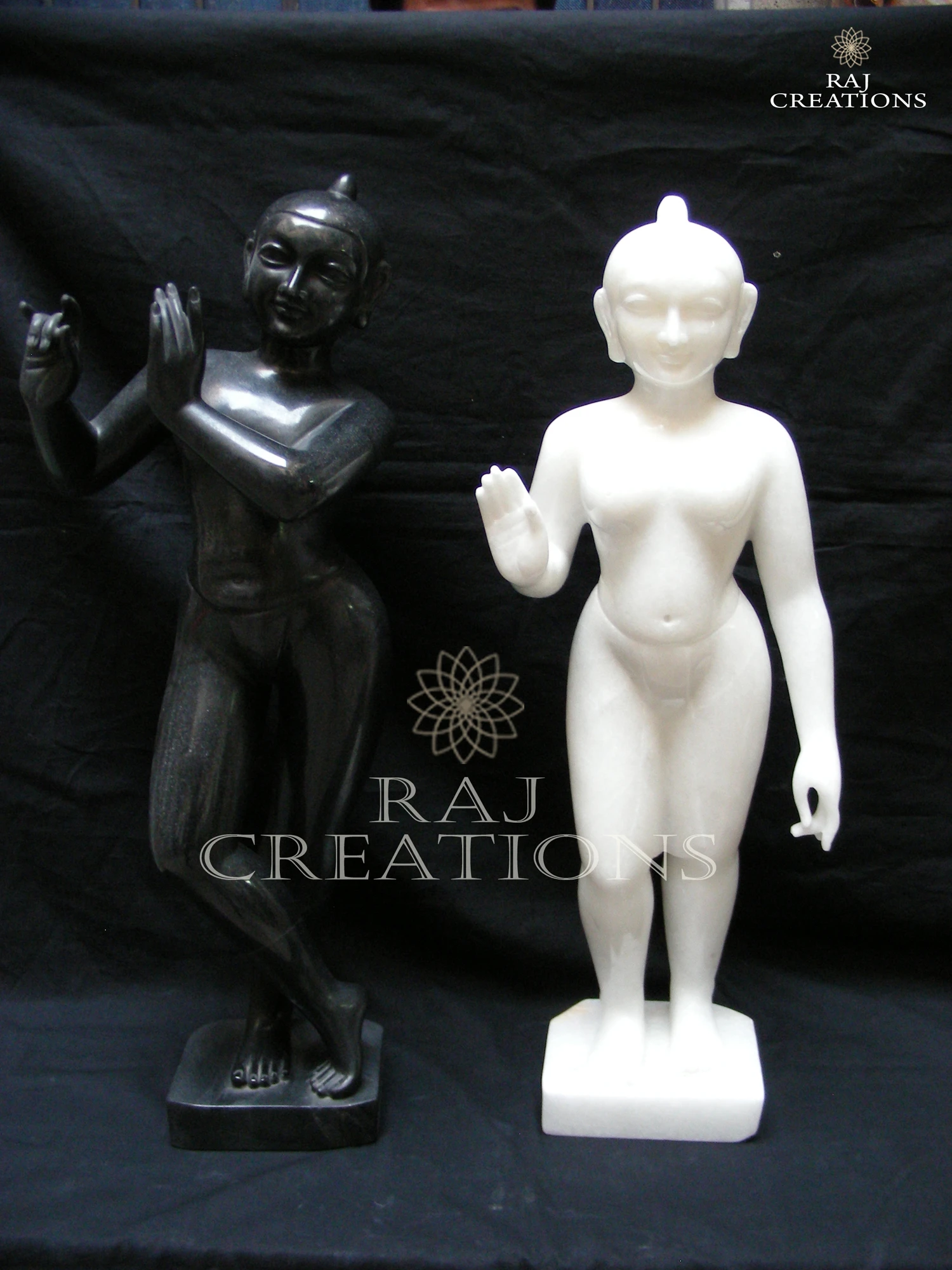 Black and White Marble ISKCON Radha Krishna  Murti for Mandir