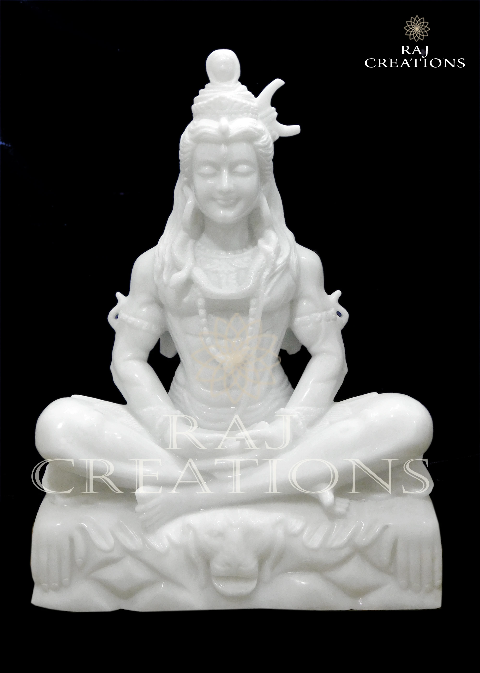 White Marble Mahadev Statue for Home Temple