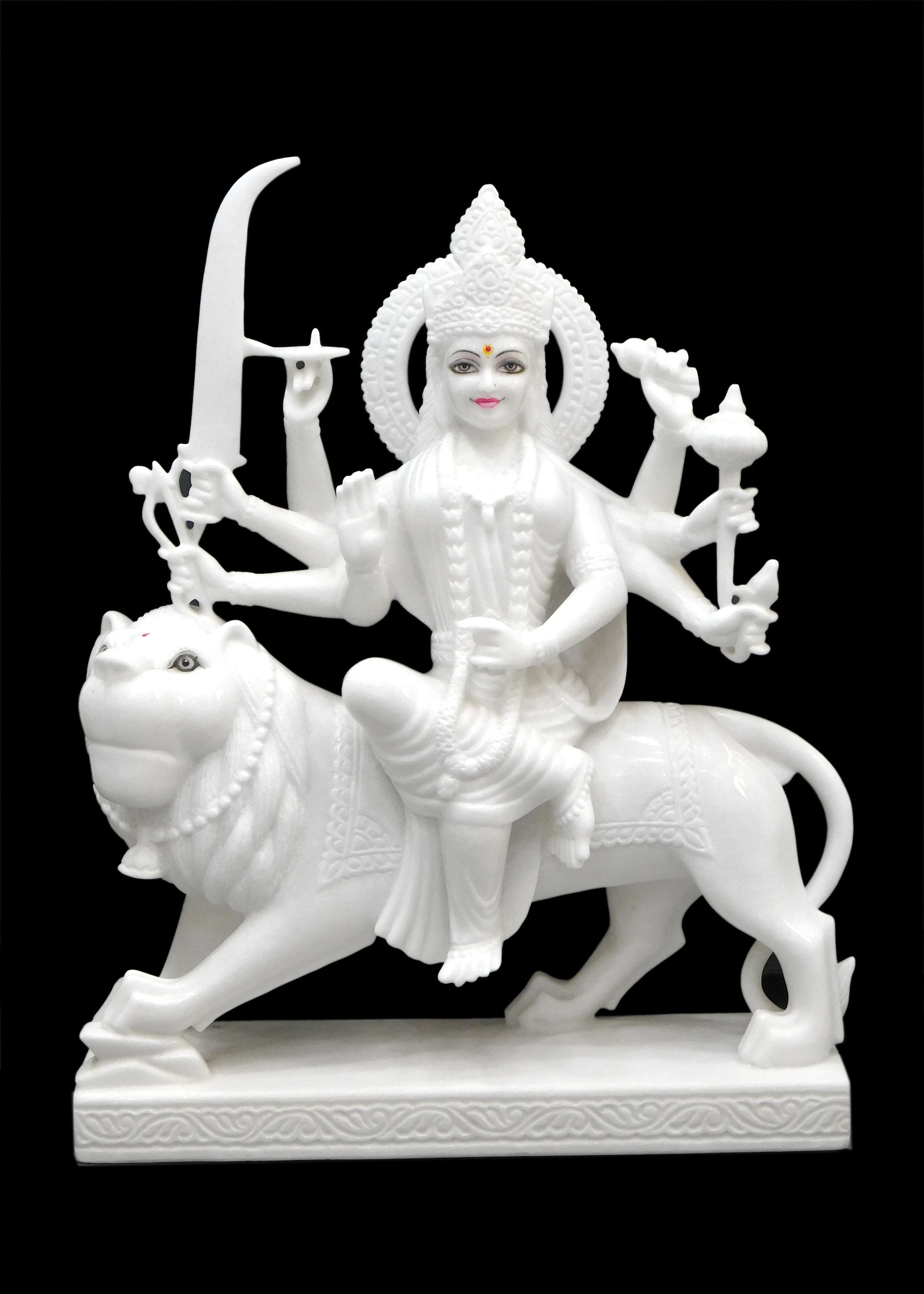 Durga Maa Marble Murti with Weapons