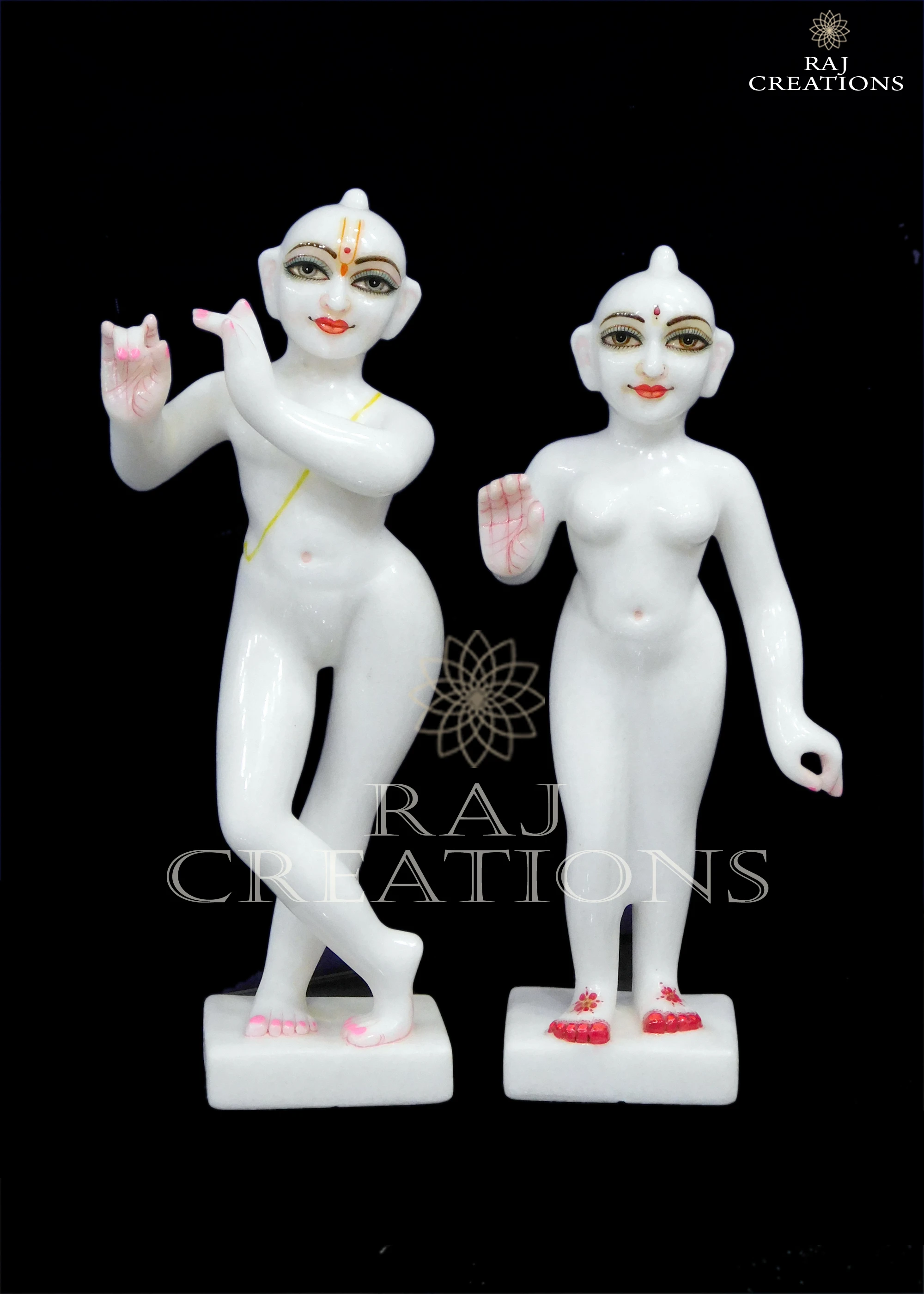 White Marble Iskcon Radha Krishna Statue for Home